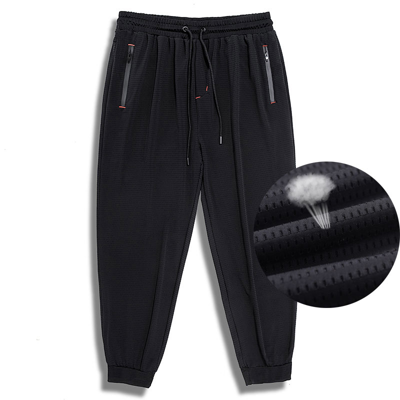 冰丝裤子男夏季薄款空调速干九分休闲裤加肥加大码宽松束脚运动裤