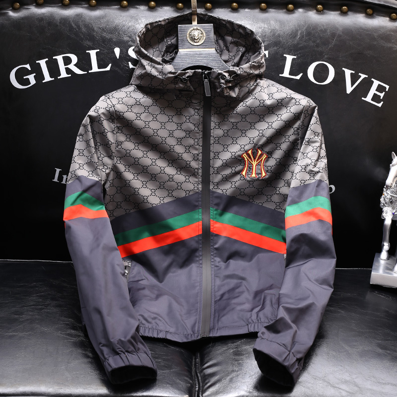 允森轻奢 春季外套男 2022新款个性刺绣外衣时尚连帽男士夹克潮