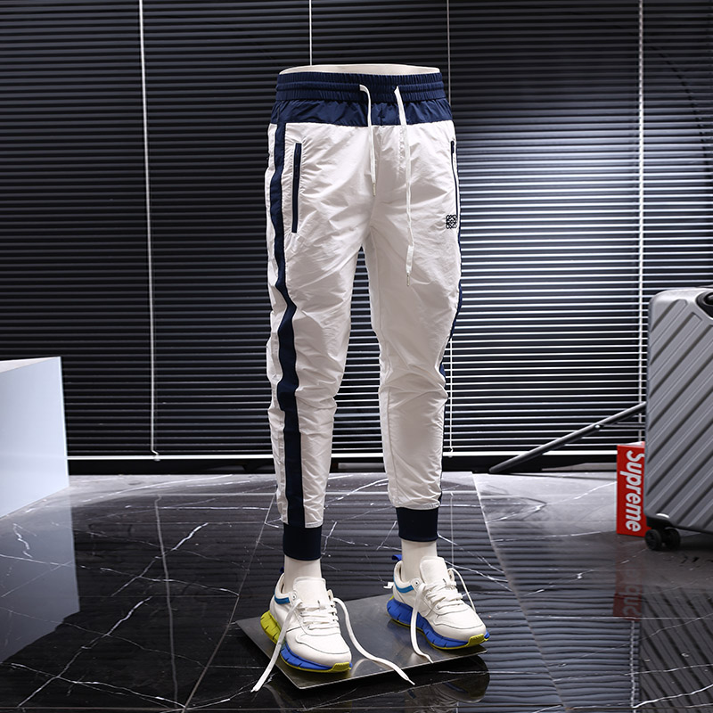 允森轻奢 休闲长裤男 新款简约潮牌拼接拼色哈伦裤小脚男士运动裤