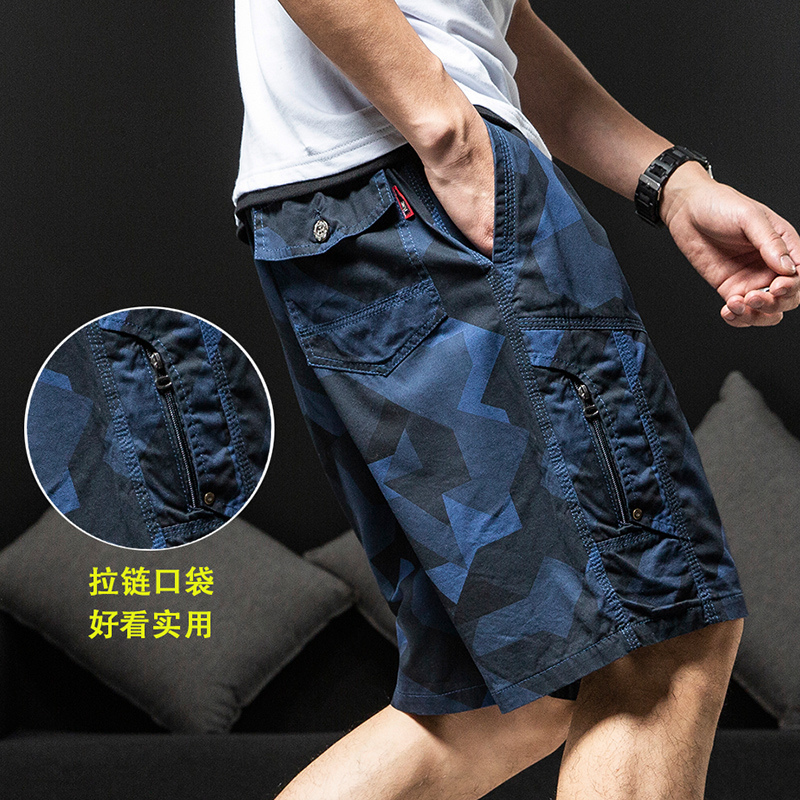 休闲短裤男五分裤潮流夏季宽松纯棉运动工装中裤子男士迷彩沙滩裤