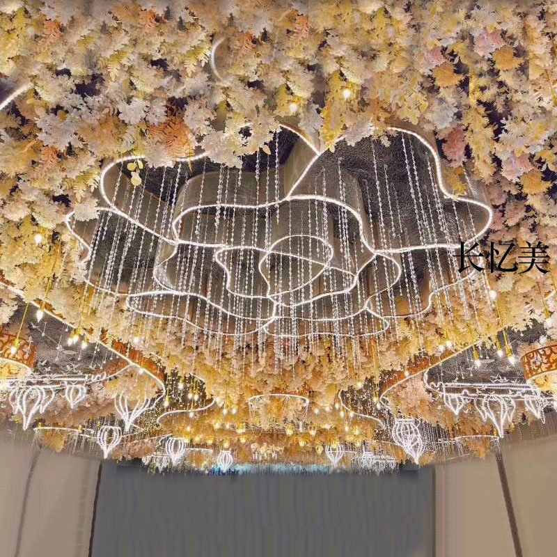 婚庆玫瑰花布置礼堂婚礼空中吊顶花瓣玫瑰道具婚庆绢花