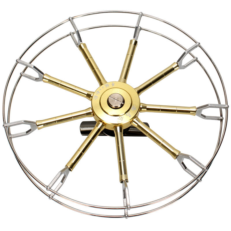 全金属顺滑八卦轮锚鱼手拨轮手工超轻盘车轮加宽不锈钢外圈划鱼轮