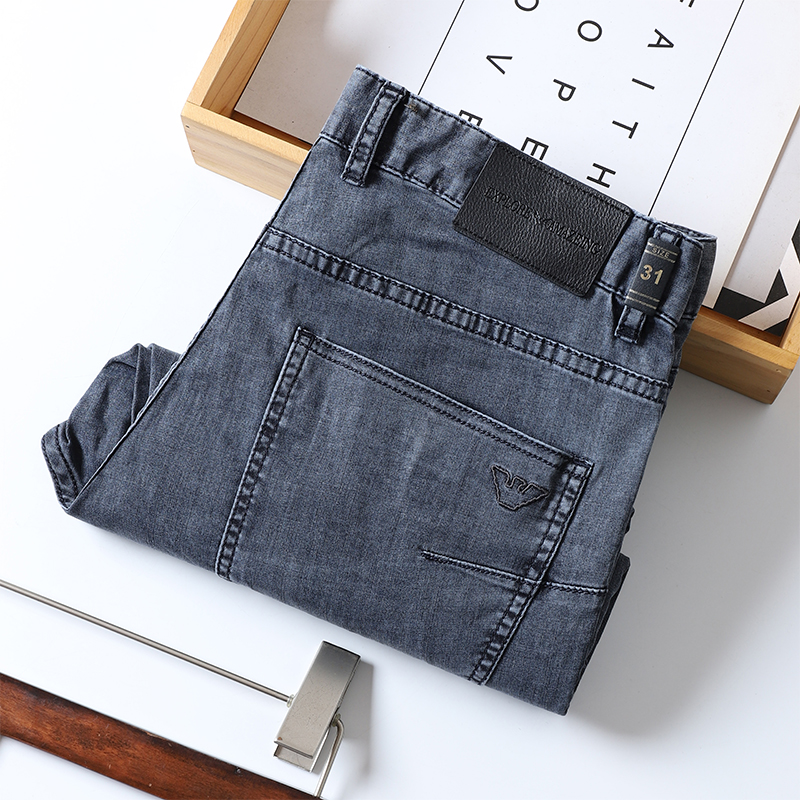 欧洲站夏季超薄天丝莱赛尔纤维微弹舒适高端大牌休闲直筒牛仔裤男