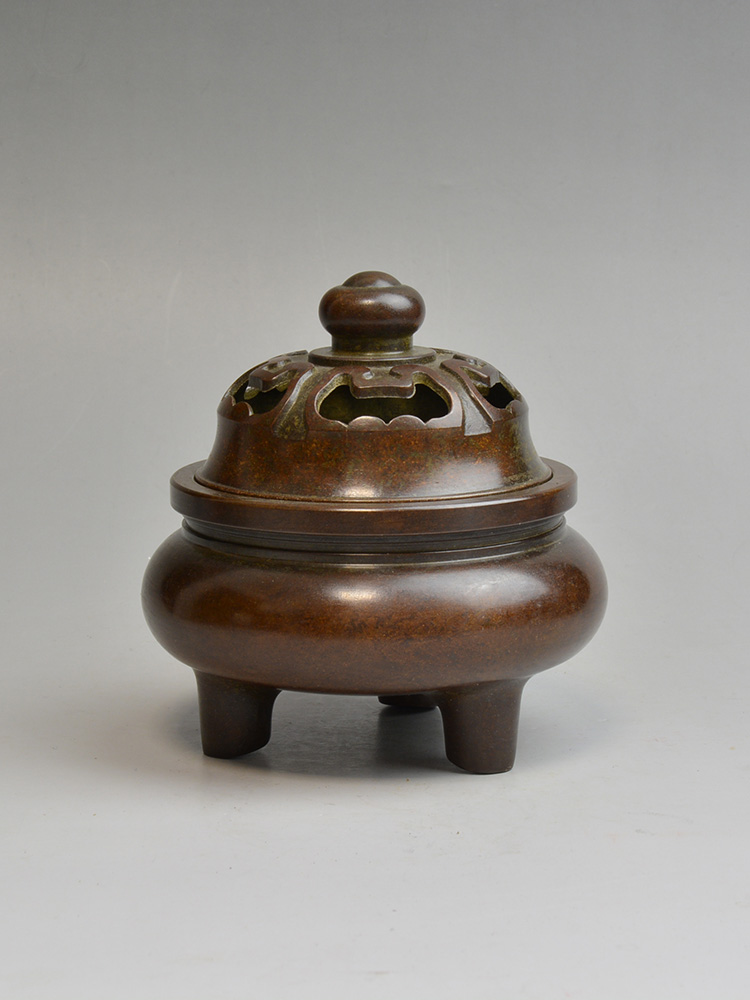 香炉唐朝古玩纯铜香熏家用盘香传世包浆精品香薰炉