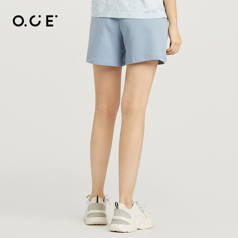 oce女装针织短裤2021年夏季新款纯棉直筒休闲休闲裤