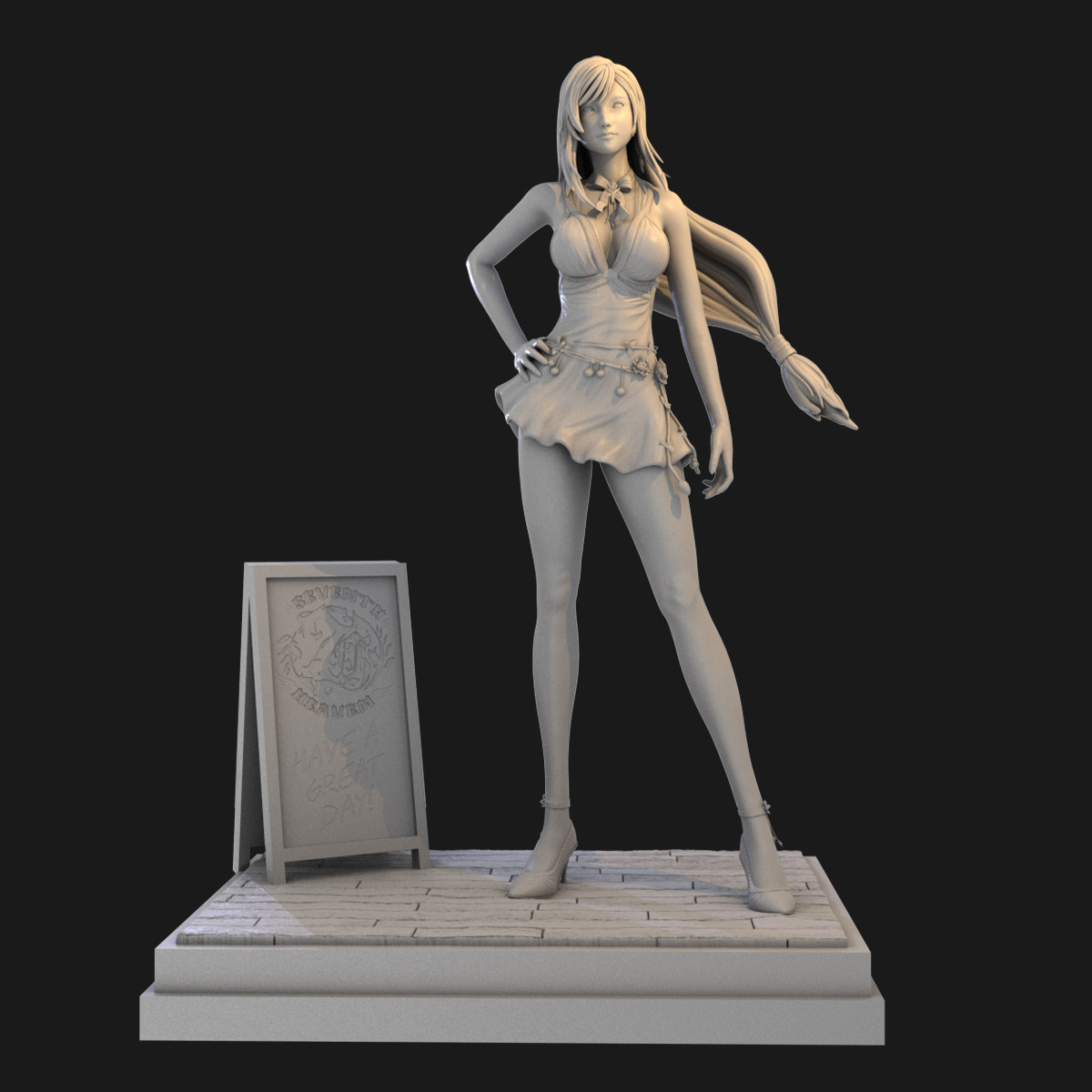 最终幻想紫色裙子蒂法24gk白模12人偶3d打印树脂手办