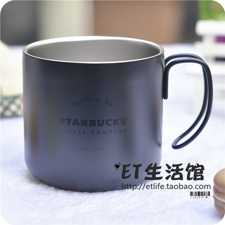 正品星巴克杯子男士情侣白色黑色金色樱花logo马克杯