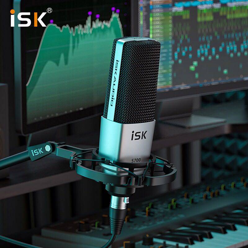 isks700电容麦克风话筒声卡直播唱歌设备快手麦克风