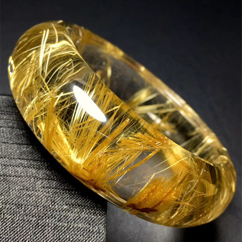 手镯天然水晶钛晶发晶满顺发顺发板钛宽条手镯