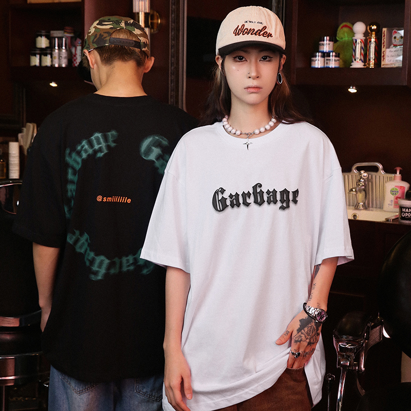 smiiiiiile美式潮牌短袖t恤男装夏季潮流幻影女生宽松ins情侣上衣