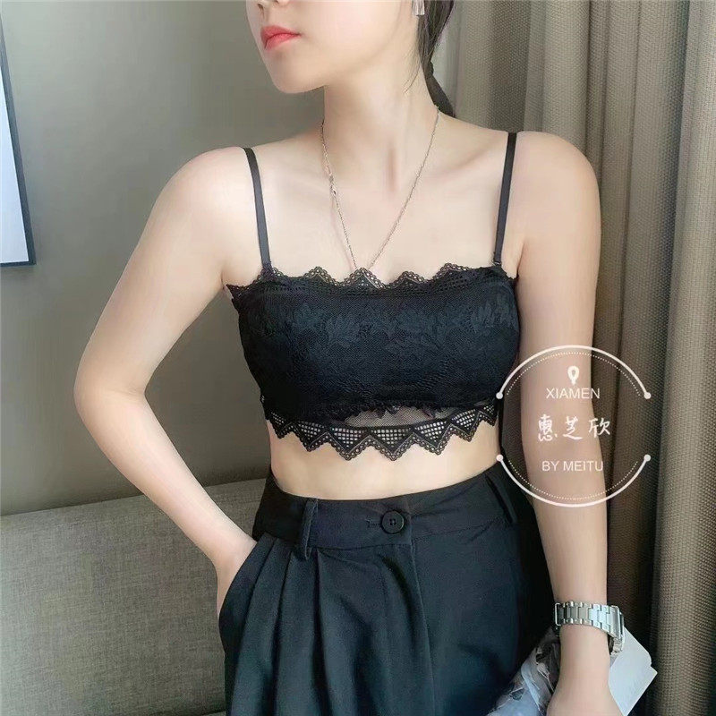 5589走光吊带露肩一字裹胸美背蕾丝抹胸两用吊带