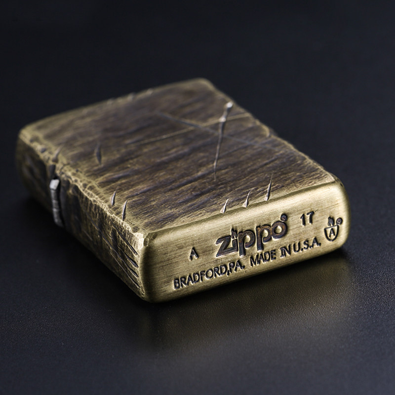 美国zippo打火机正版原装古铜做旧盔甲刀痕爷们zippo