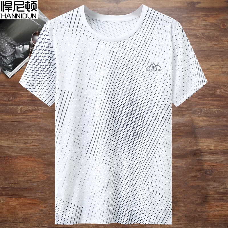 夏款大码冰丝短袖男体恤衫胖子加肥加大薄款透气半袖速干运动T恤