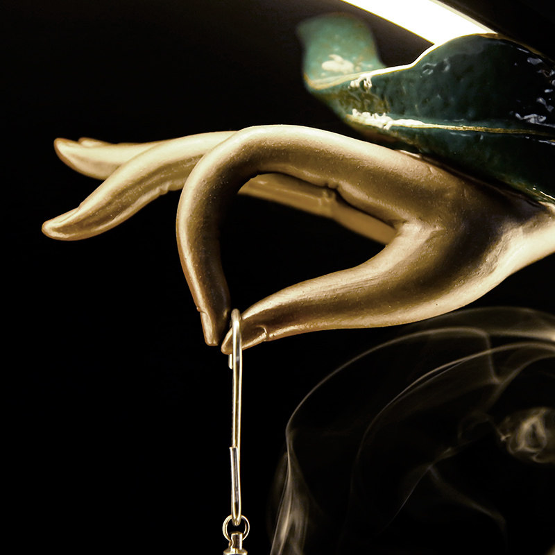 香炉禅意佛手灯圈倒流创意摆件莲花吊炉家用茶道