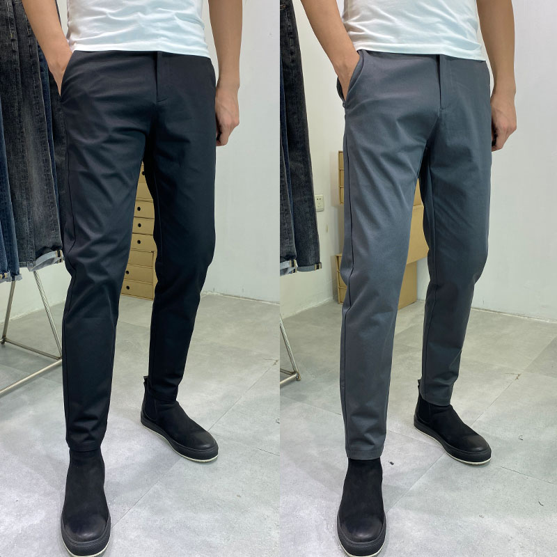 2022春秋新品男纯色小脚商务休闲裤修身简约松紧腰通勤青年百搭潮