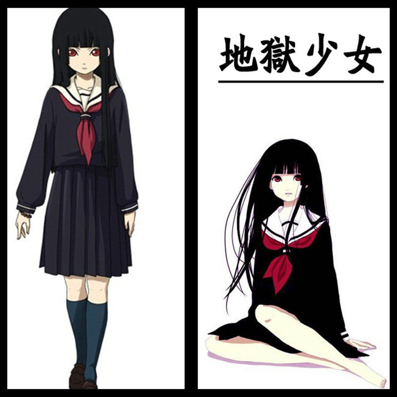 速卖通地狱少女阎魔爱裙子校服水手动漫cosplayjk民族服装