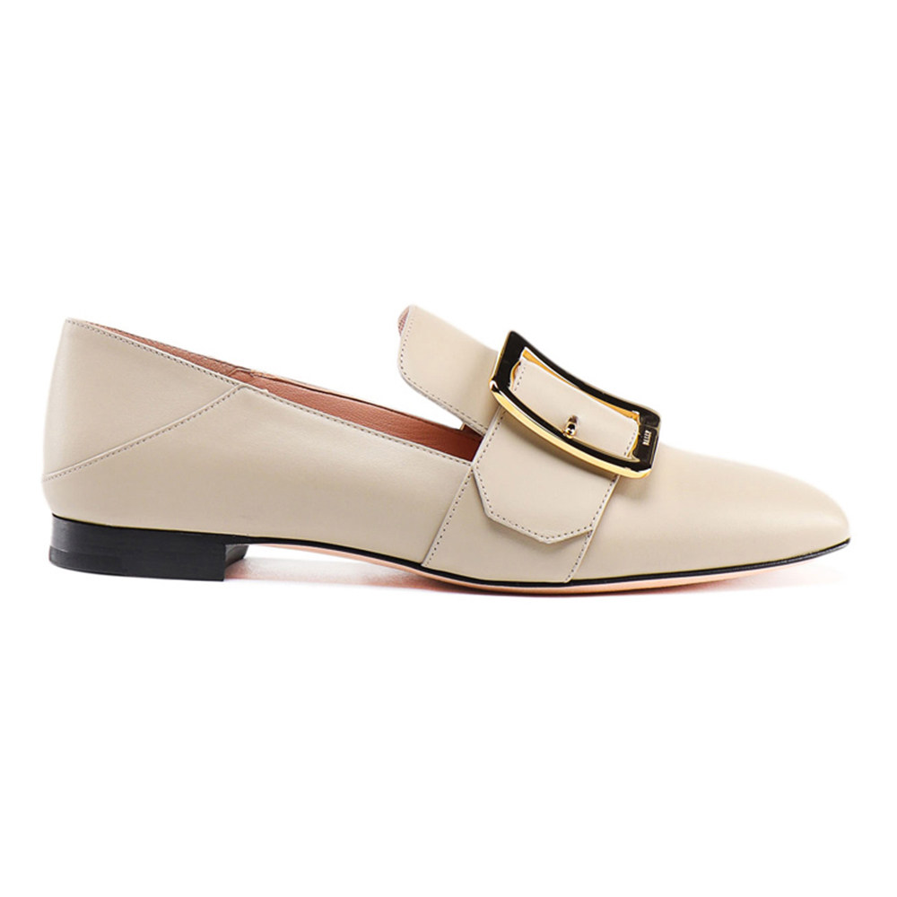 bally巴利浅灰灰色女士时尚复古优雅单鞋乐福高帮鞋