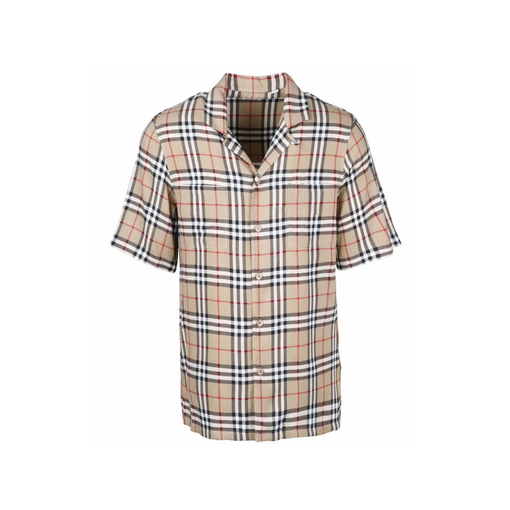 burberry博柏利经典男士格纹短袖衬衫衬衫