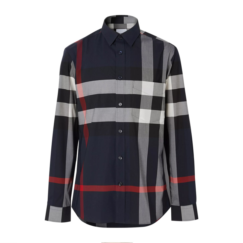 burberry博柏利巴宝莉男士海军蓝色色格衬衫8018111衬衫