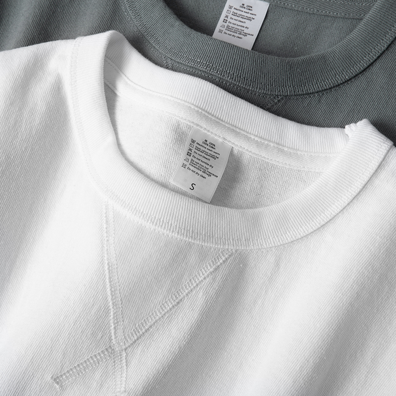 灰白基础色250g重磅美国棉 夏季宽松纯色复古男女同款