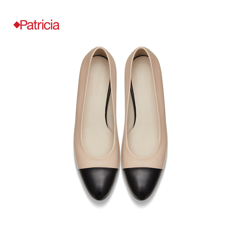 patricia帕翠西班牙原产2022新品小香风拼色低跟女单单鞋