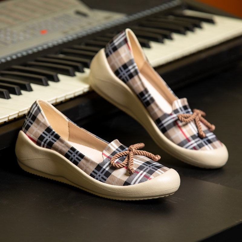 ilr爱乐空气蝴蝶结乐福鞋女英伦风一脚脚蹬厚底布鞋