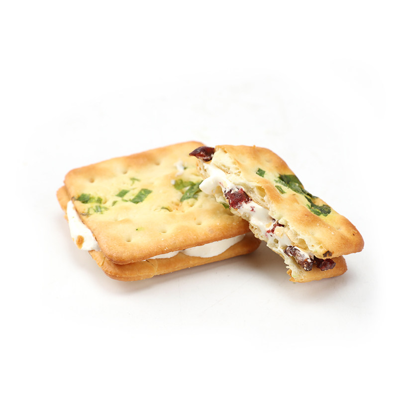 台湾风情手工香葱蔓越莓果干夹心牛轧饼干葱香牛扎苏打饼干12装