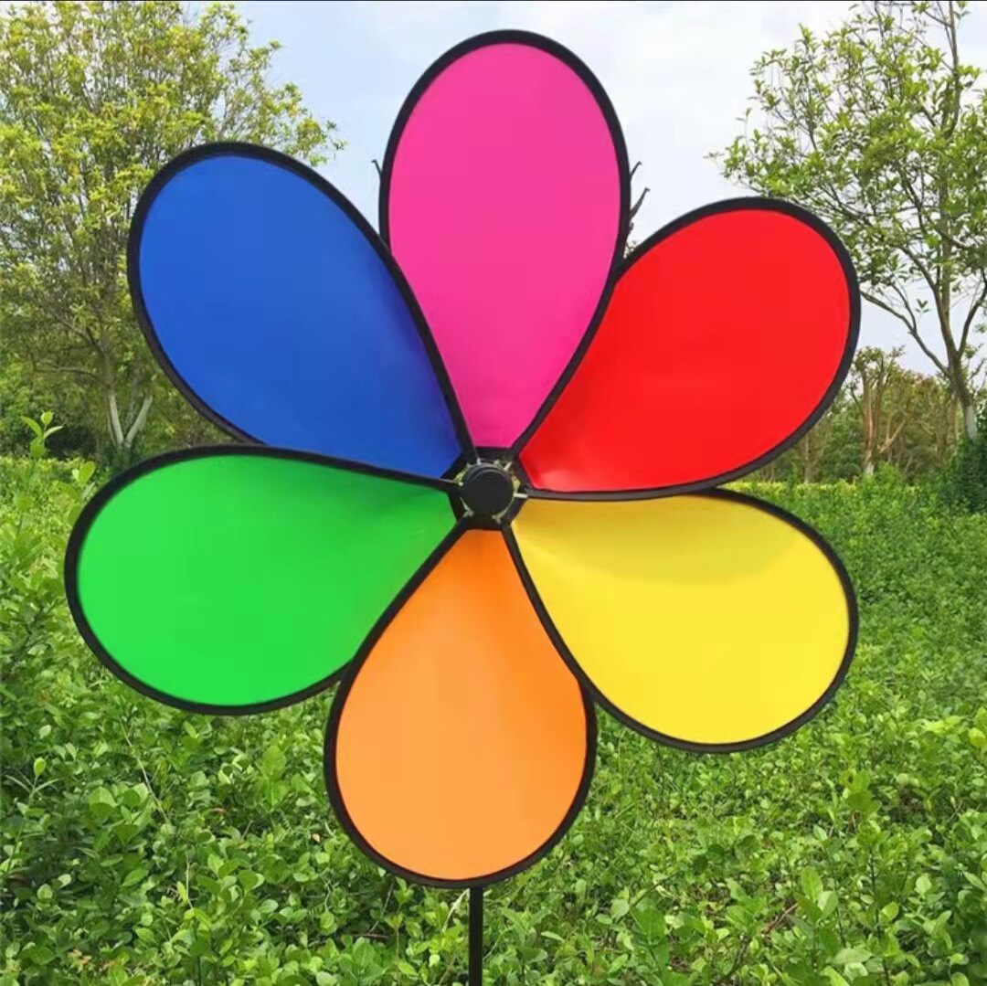 八彩风车彩虹大风车幼儿园楼盘景区布景活动道具风车