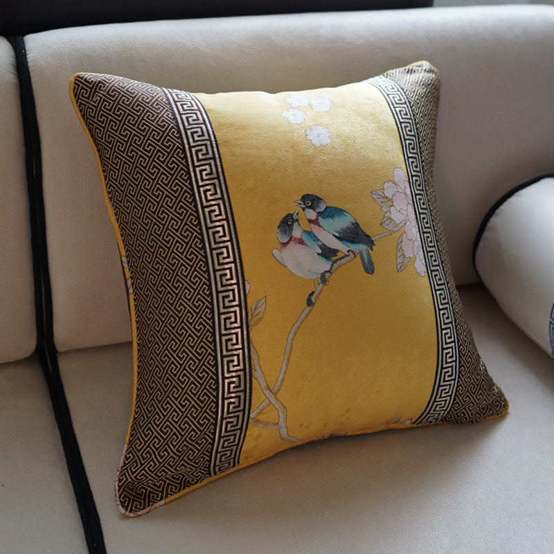 抱枕新中式布艺靠背枕套背靠头大床头绒面客厅靠垫