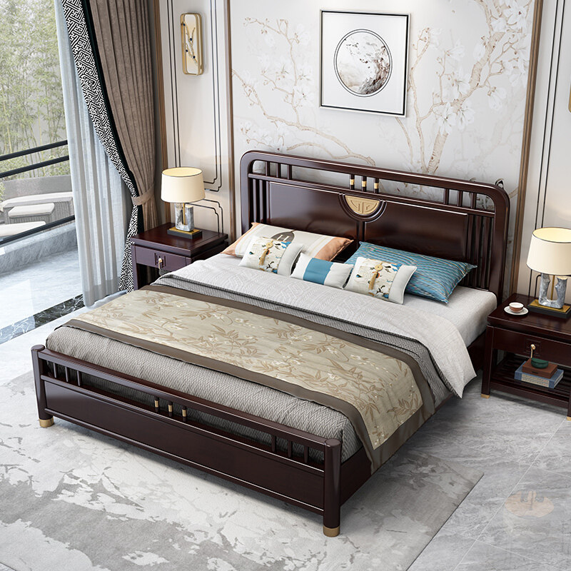 实木新中式奢侈1.5米单人大床1.8米主卧实木床