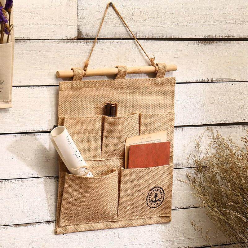 麻布收纳挂袋墙壁壁挂装饰品壁饰创意餐厅卧室壁饰