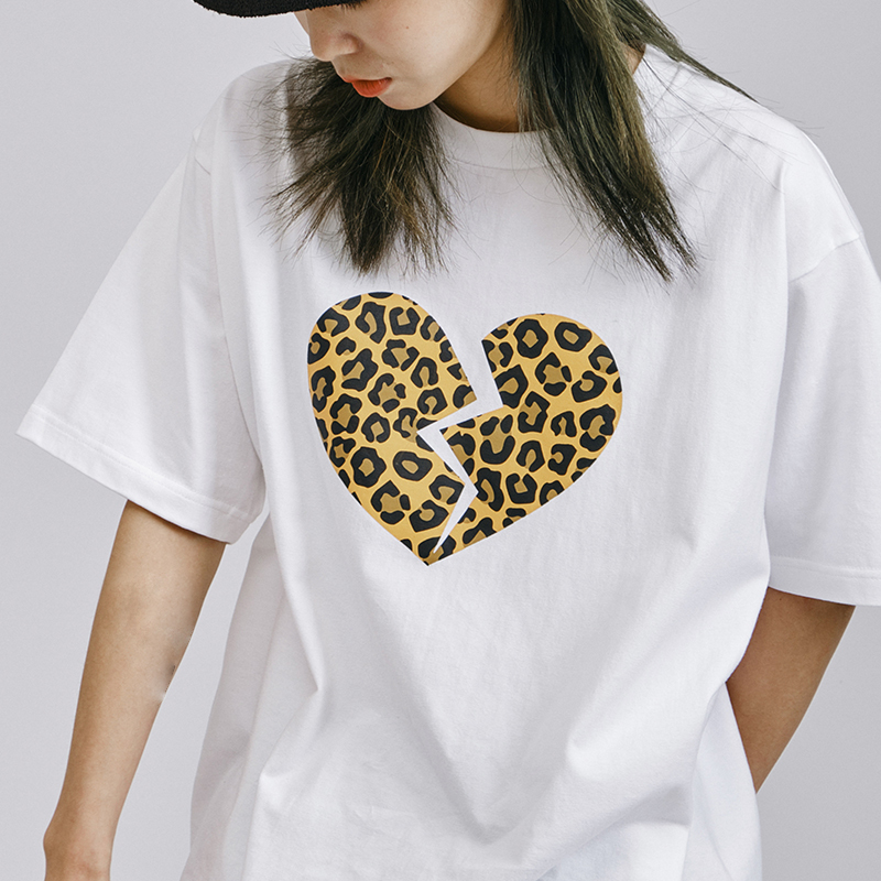 ROWE心碎便利店潮牌T恤豹纹印花体恤嘻哈街头半袖情侣短袖tee原创