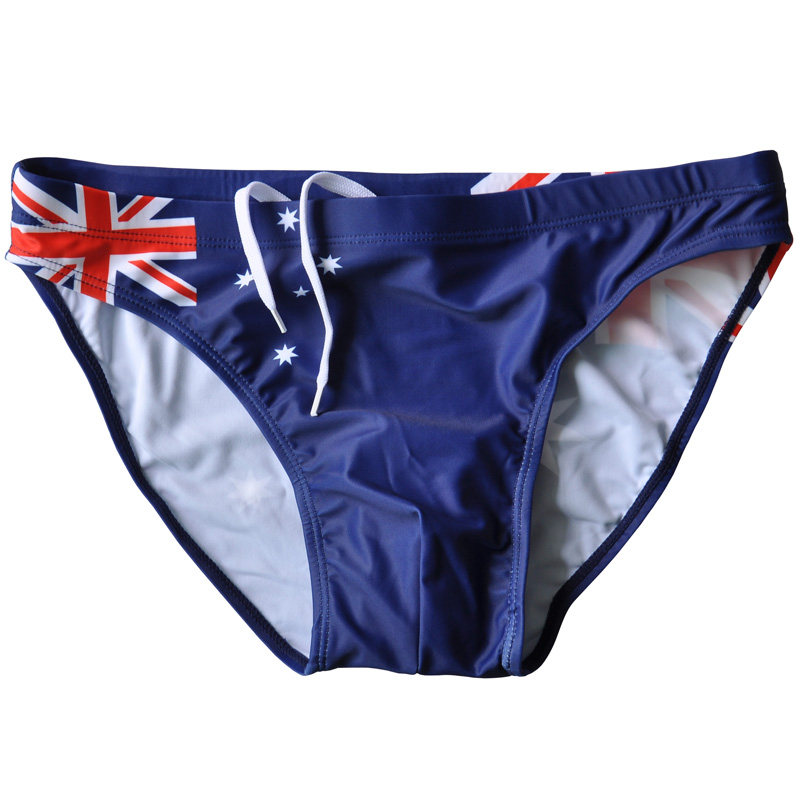 三角泳裤国旗印花时尚潮流低腰游泳温泉短裤骚气男士泳衣