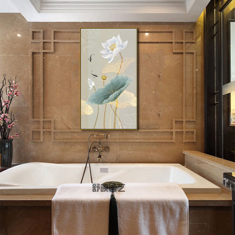 现代卫生间装饰画防水洗手间厕所浴室北欧壁画免打孔中式防潮挂画