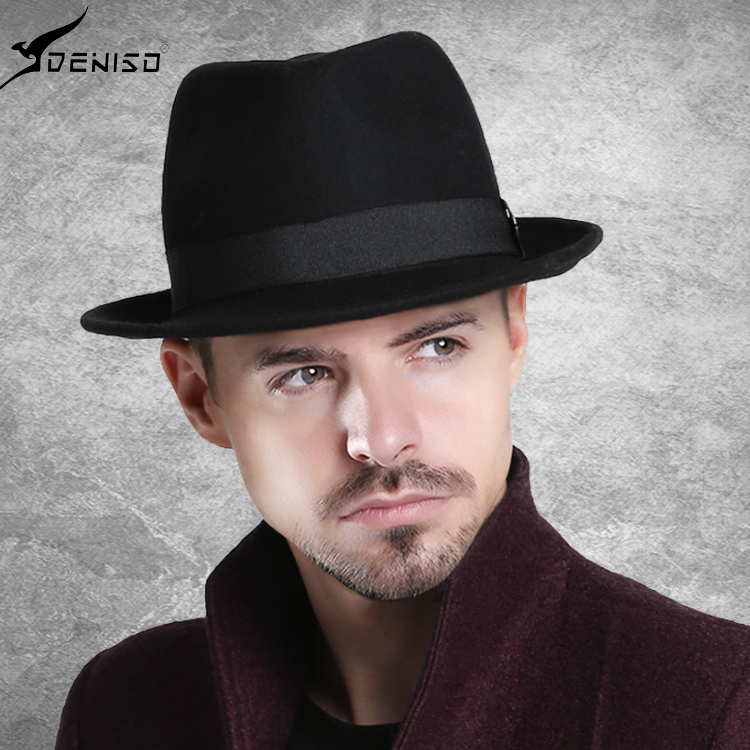 礼帽丹尼新款爵士黑色骑士羊毛英伦帽子