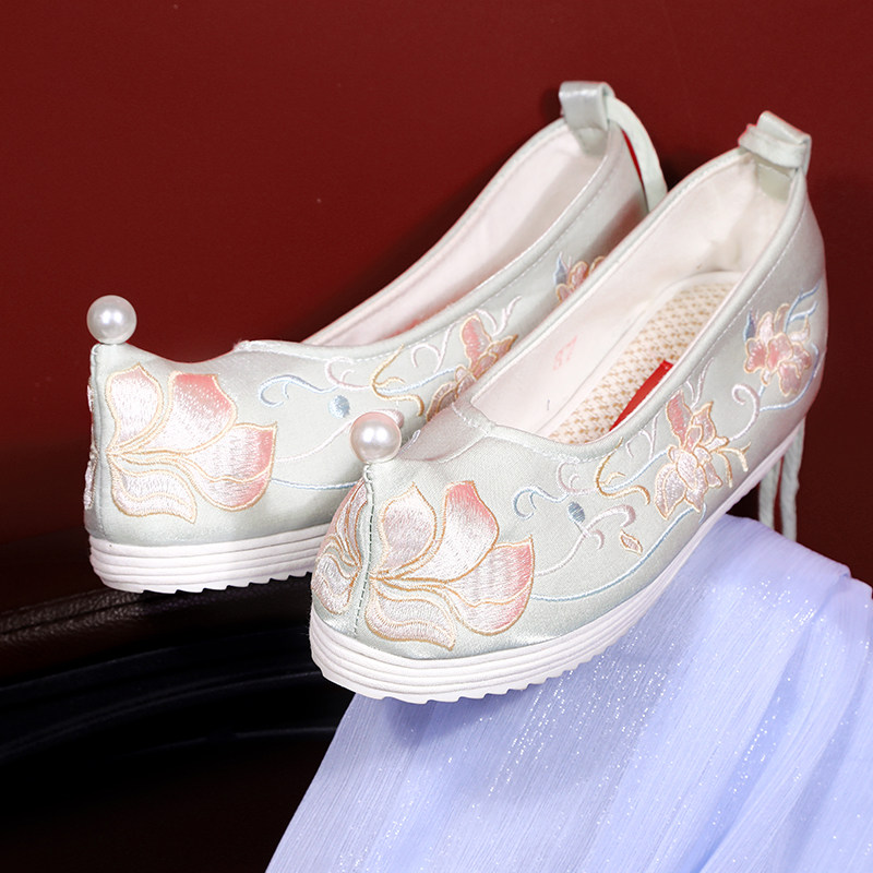 七月荷原创翘头履汉服鞋子女汉服配鞋布鞋古风布鞋