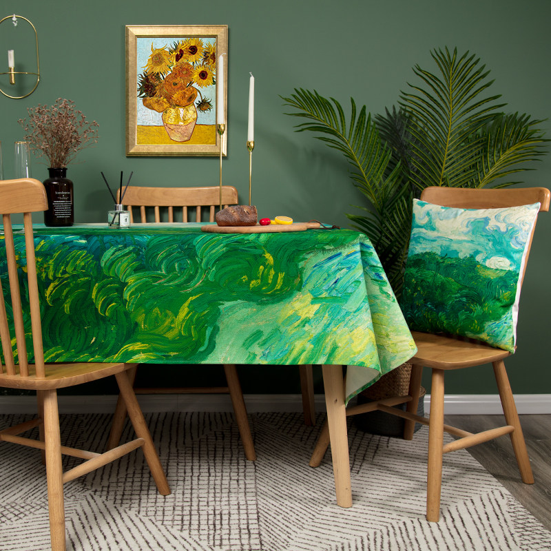 艺术油画餐厅气氛桌布布防溅水棉麻加厚餐布桌布