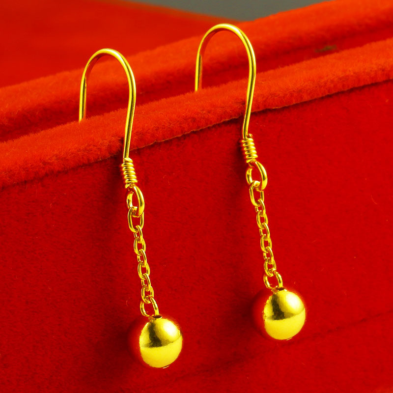 9999正品黄金耳环女款耳坠长款足金气质纯金耳饰