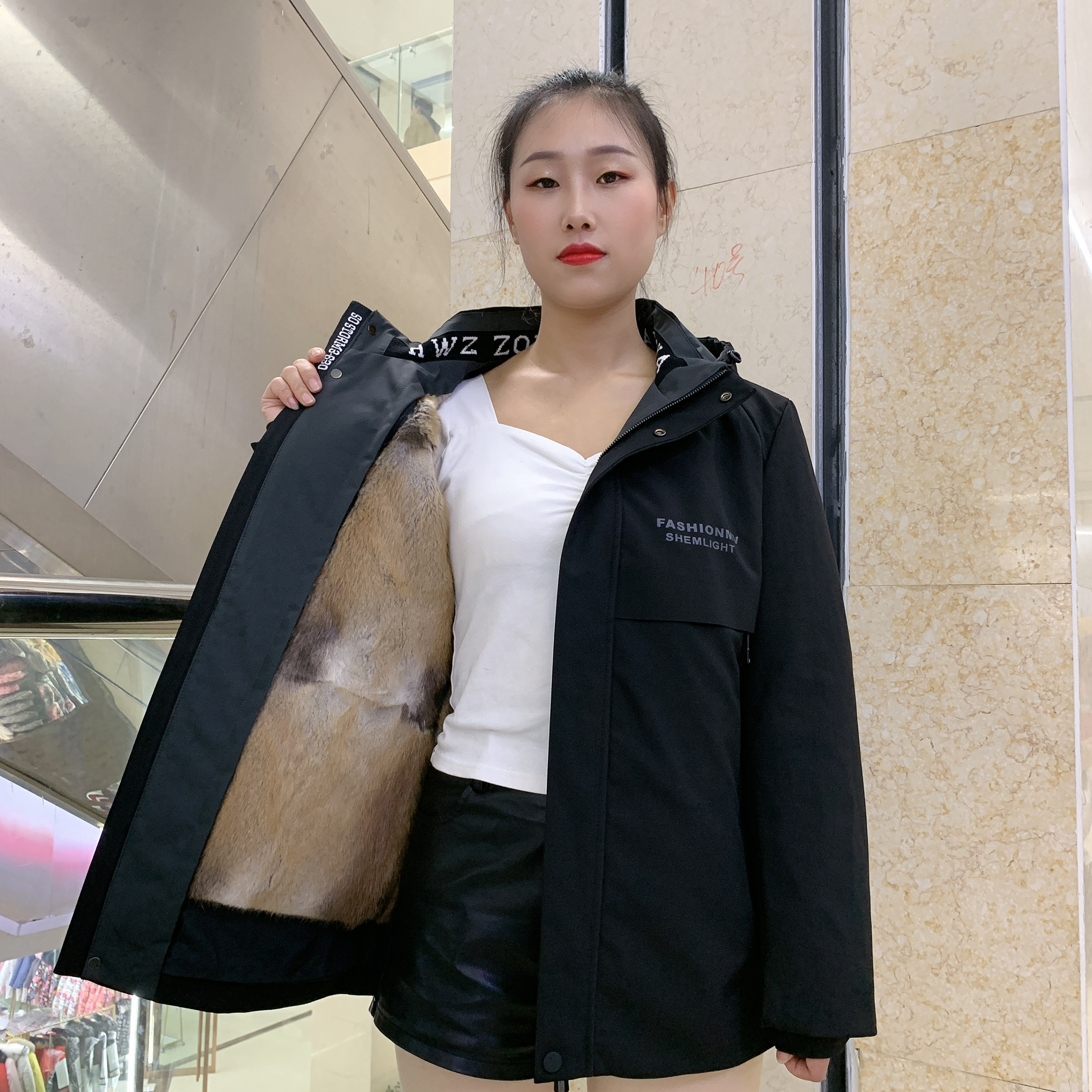 2021新款男士派克服兔毛整皮内胆帽子可拆卸男款雷锋修身皮草大衣