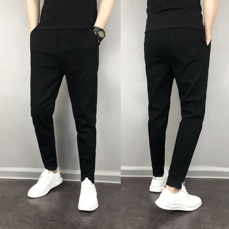 夏季新款韩版潮流休闲男士小脚裤网红百搭纯色束脚裤精神小伙裤子