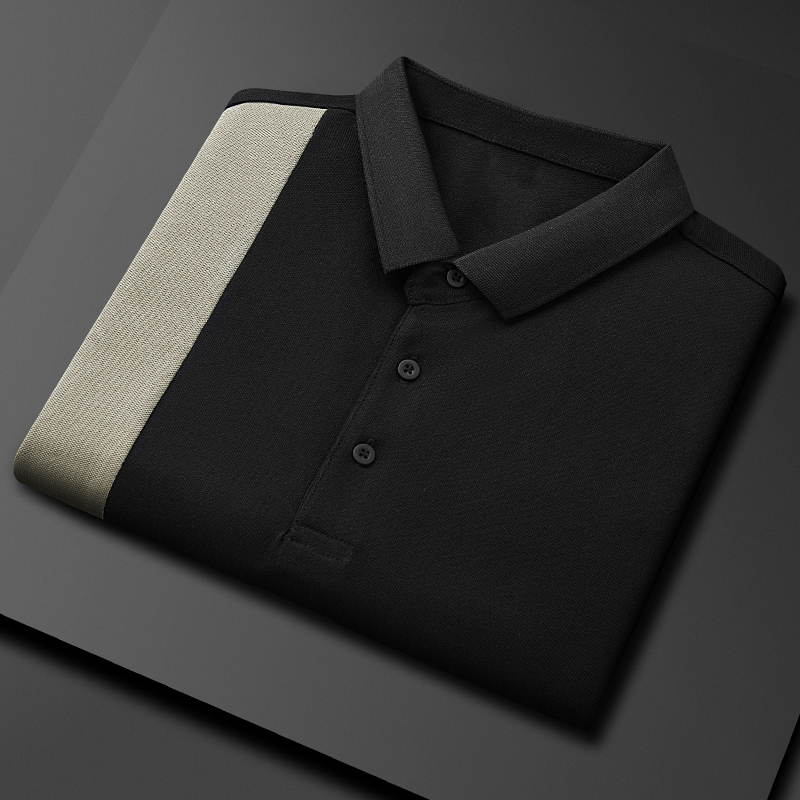 高端polo衫男短袖潮流拼色青年休闲商务翻领冰丝半袖t恤新款夏季
