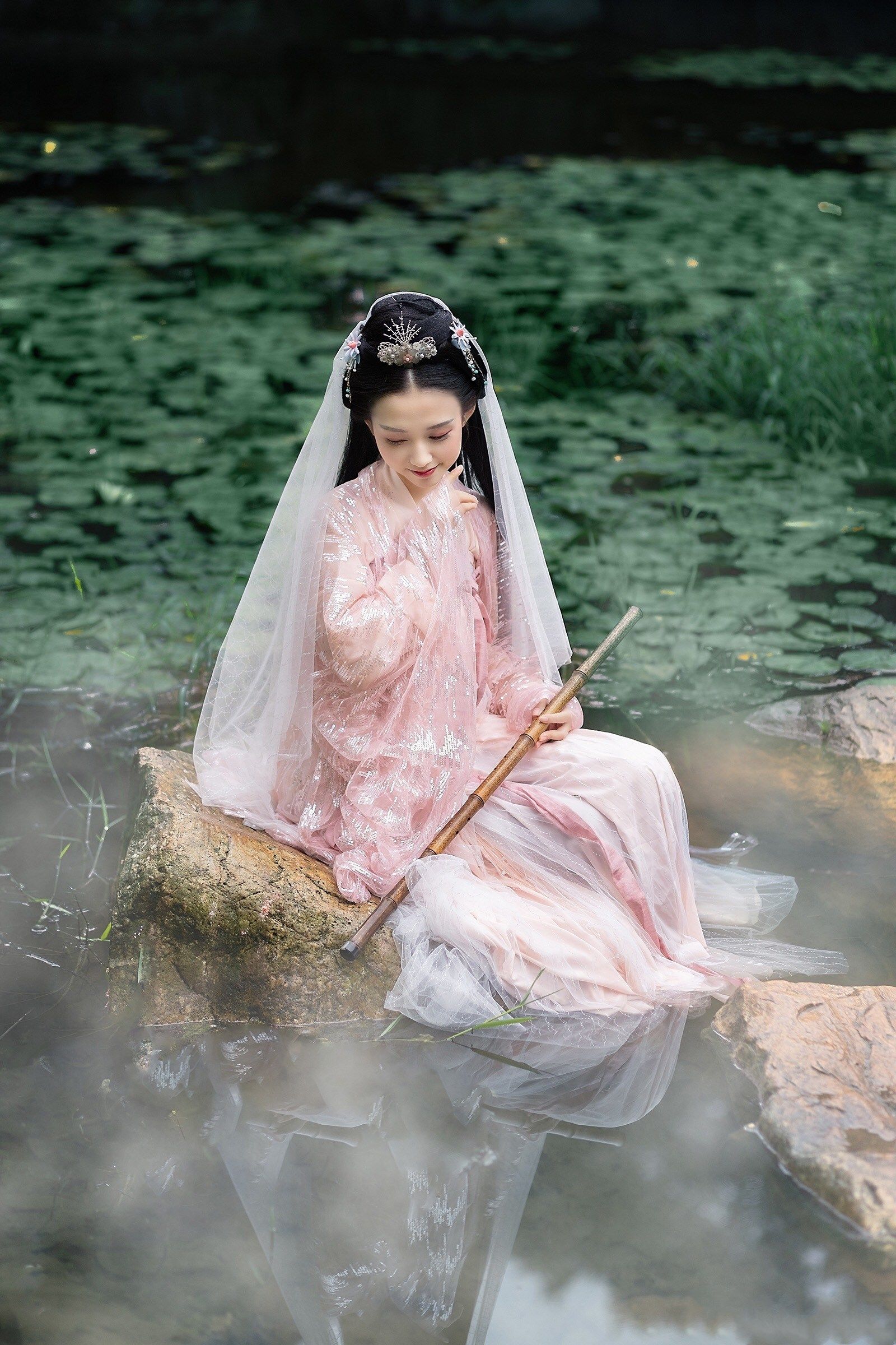 高定鲛人泪汉服女仙气飘逸古风花嫁传统汉服女民族服装