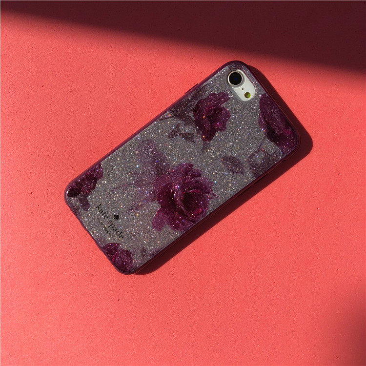 katespade适用于苹果iphone6s78se紫色玫瑰水晶女ks手机保护壳