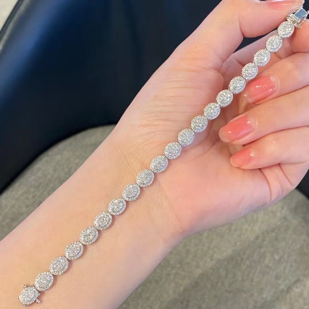 钻石18k金女镶4克拉天然南非高品质椭圆形手链真金手饰