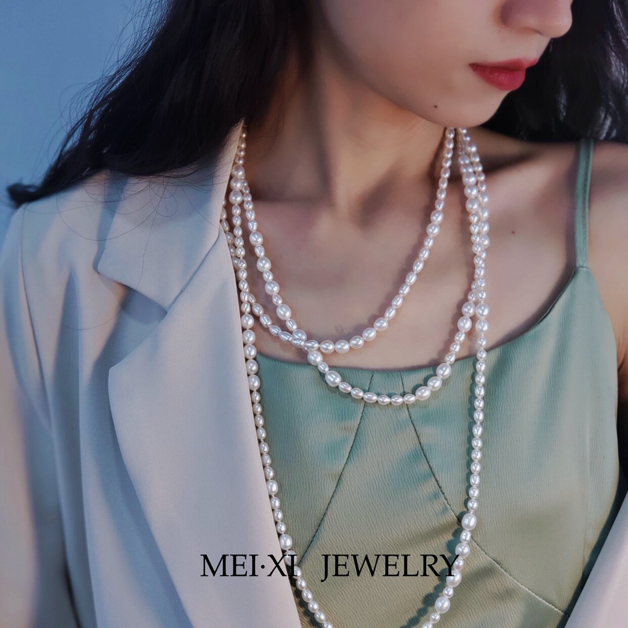 珍珠法式超长巴洛克项链复古个性优雅长款多层颈饰