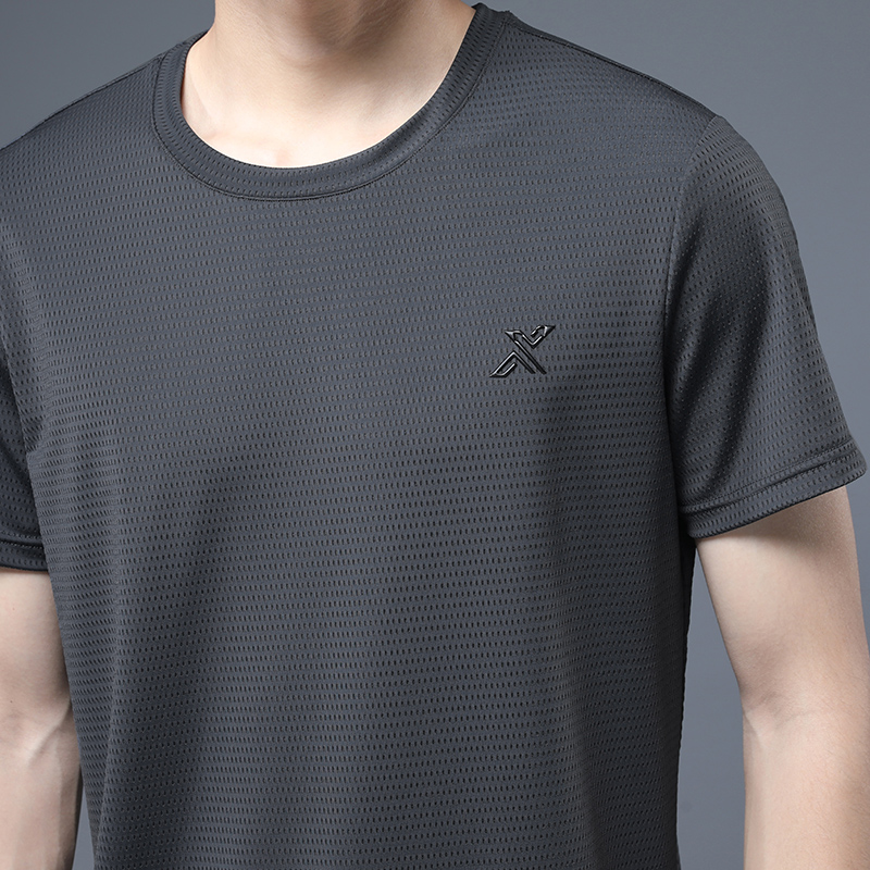 夏季镂空短袖t恤男冰丝网眼透气宽松跑步运动健身T恤速干衣空调衫