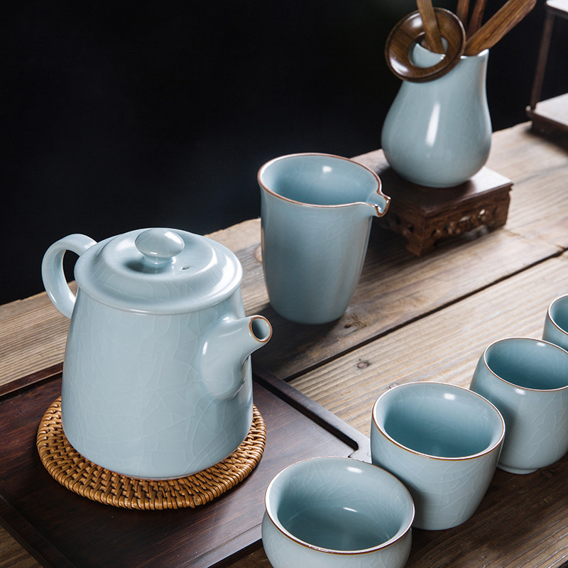 汝窑大号茶壶陶瓷家用中式冰裂釉开片汝瓷可养茶壶