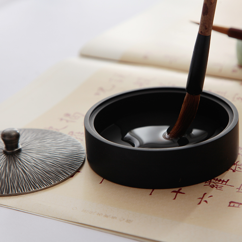 书法天然原石端砚歙砚墨台墨汁密封用带专用砚台