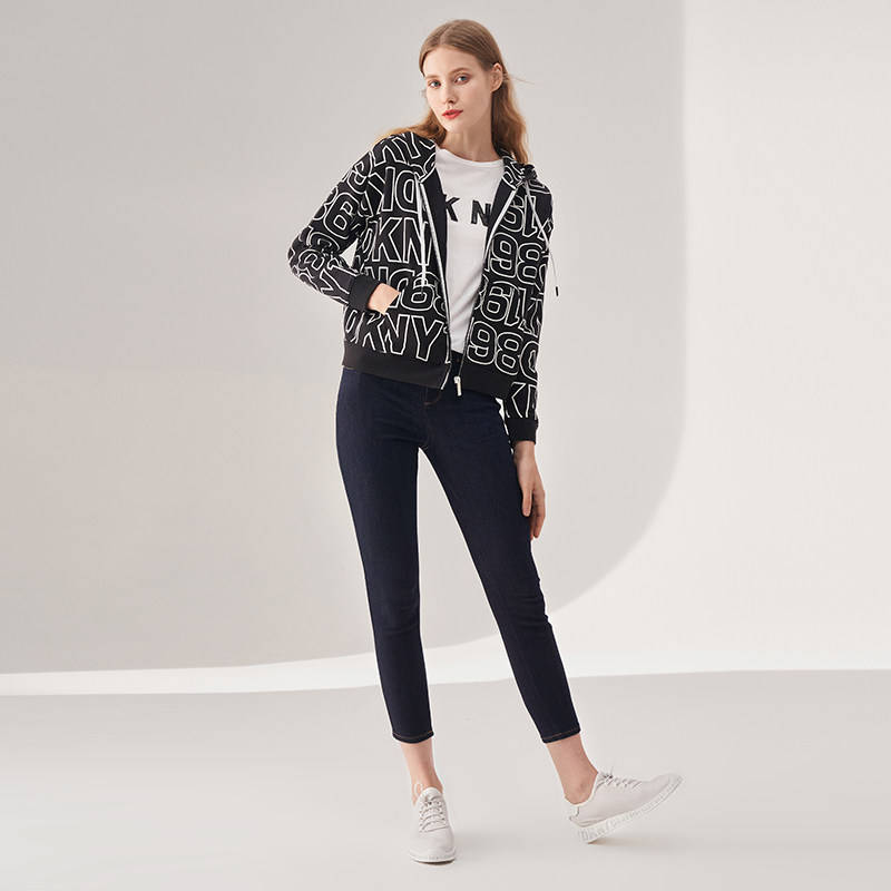 dkny2020秋冬新款美式休闲弹力铅笔小脚靛蓝牛仔裤牛仔裤