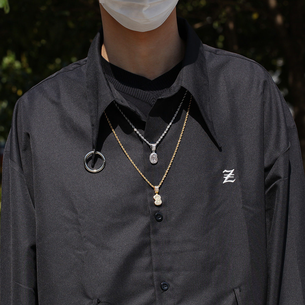 中国新说唱有嘻哈男女歌手t方英文字母拼接吊坠hiphop满钻项链 潮